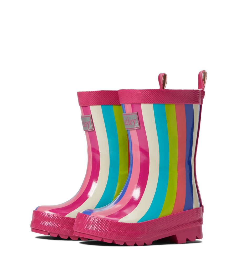 Shoes * | Best Quality Rainbow Stripes Shiny Rain Boots (Toddler/Little Kid/Big Kid)