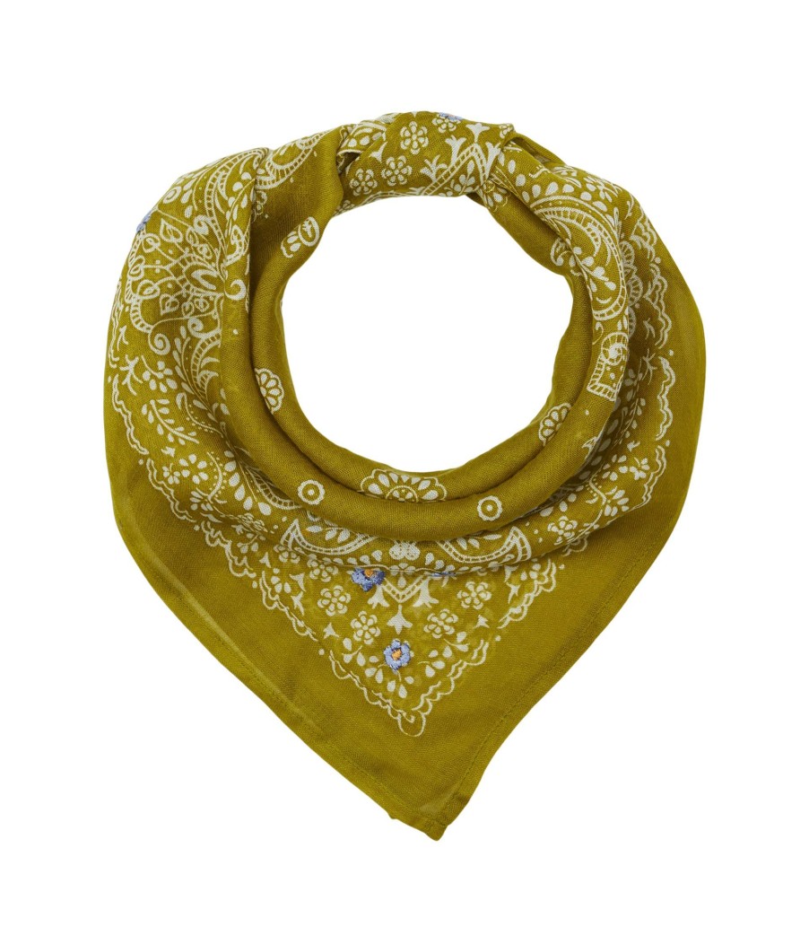 Accessories * | Cheap Paisley Garden Neckerchief With Daisy Embroidery